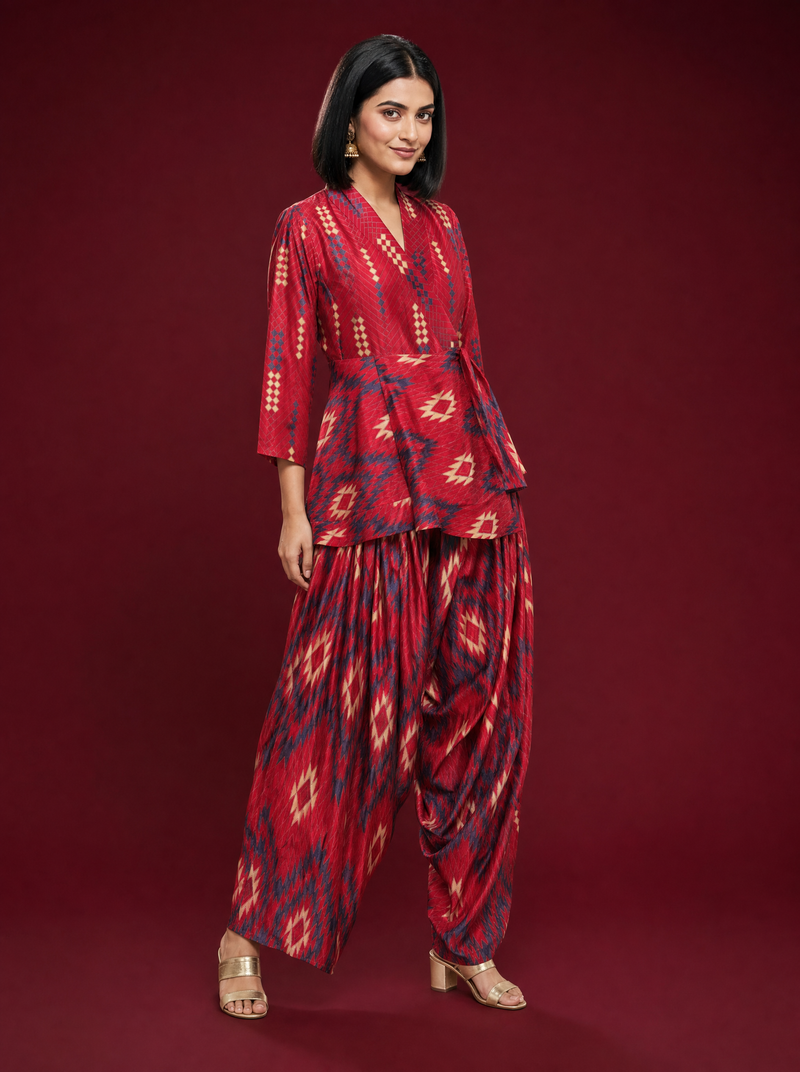 Geometric Raw Silk Co-ord Set