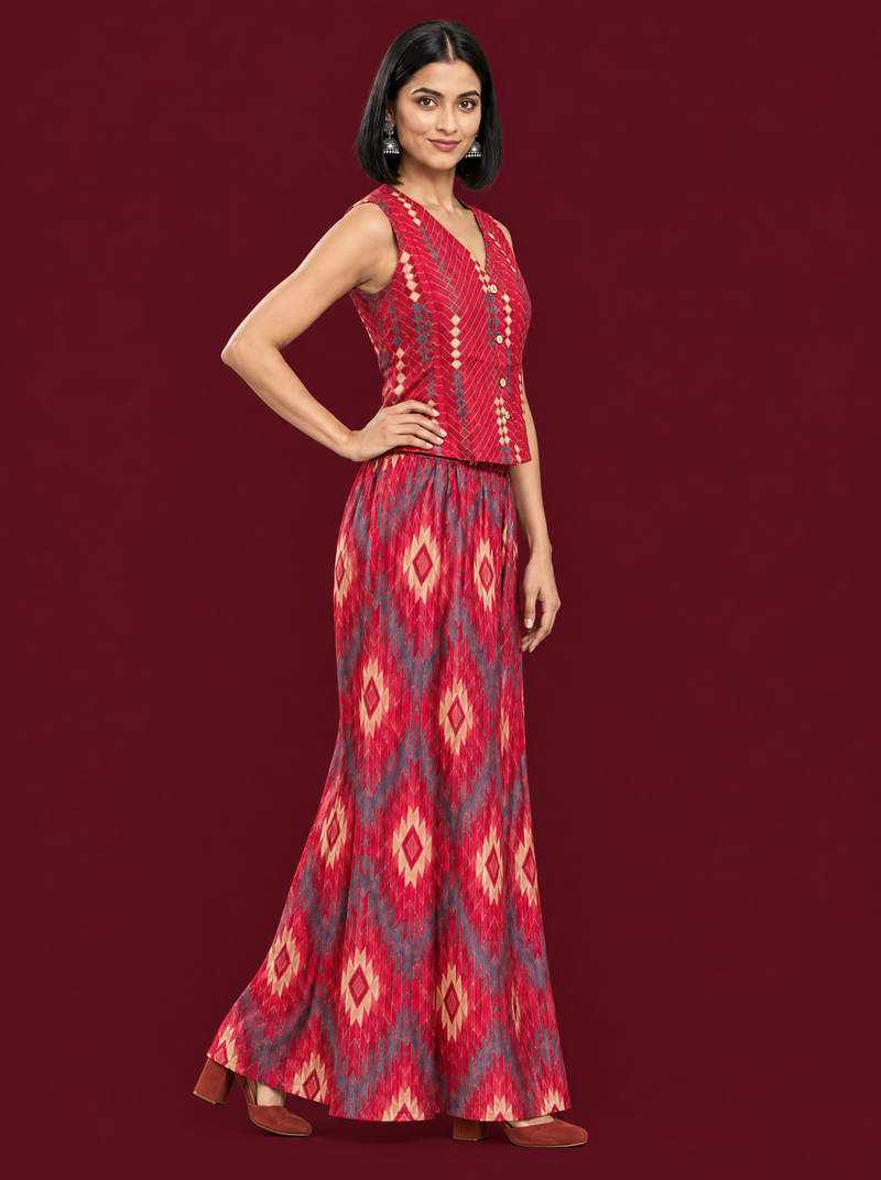 Floral Print Co-ord Set with Farshi Pants