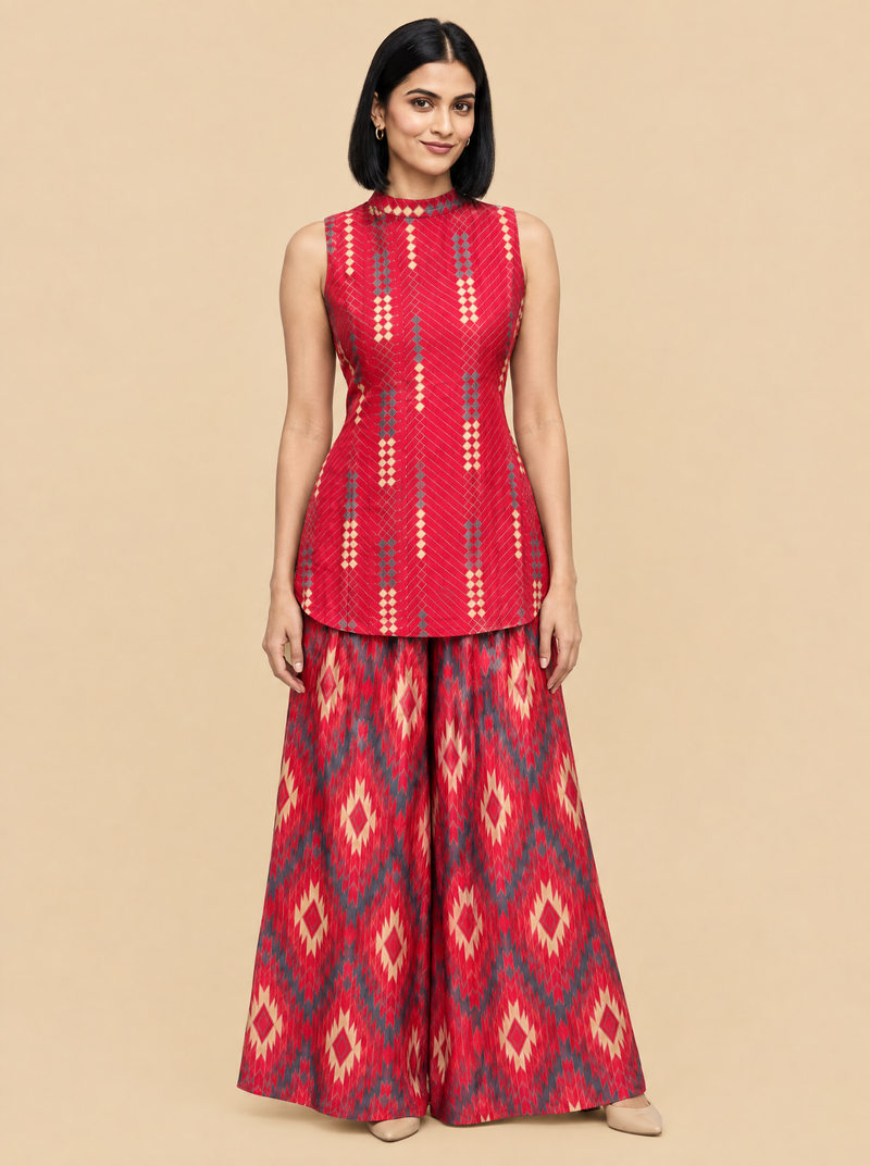 Solid Shirt Collar Workwear Co-ord Set with Straight Pants