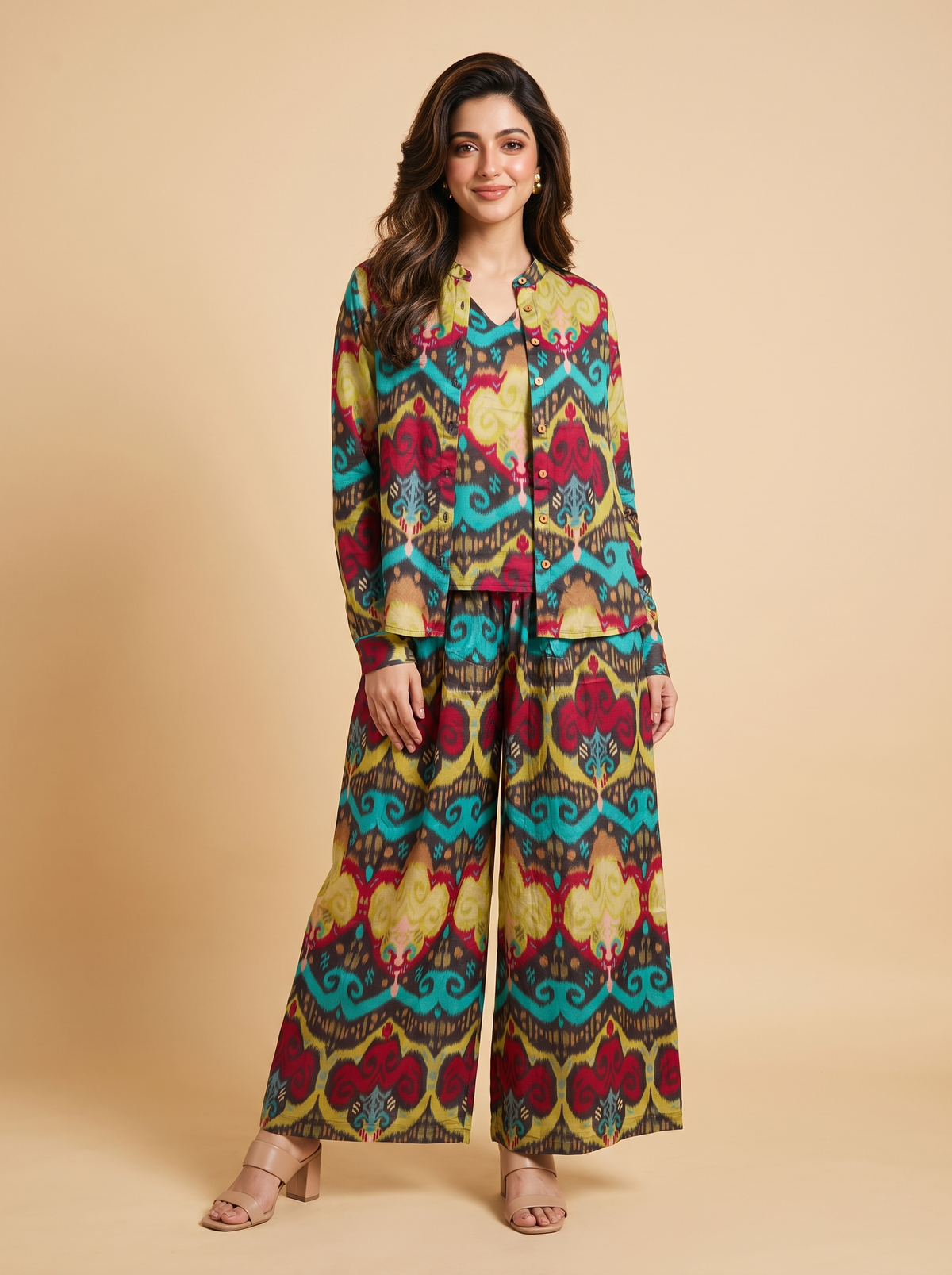Kavya Ikkat Satin Co-ord Set
