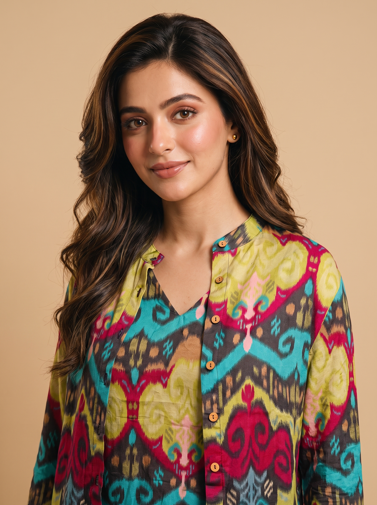 Kavya Ikkat Satin Co-ord Set