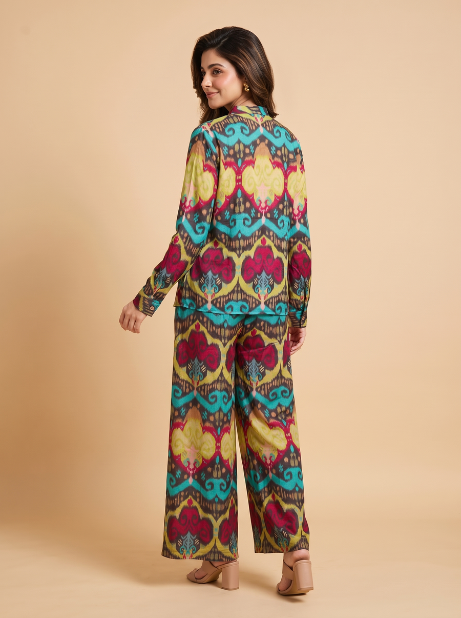 Kavya Ikkat Satin Co-ord Set