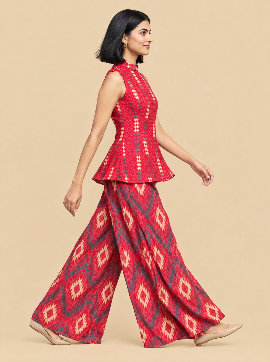 Solid Shirt Collar Workwear Co-ord Set with Straight Pants