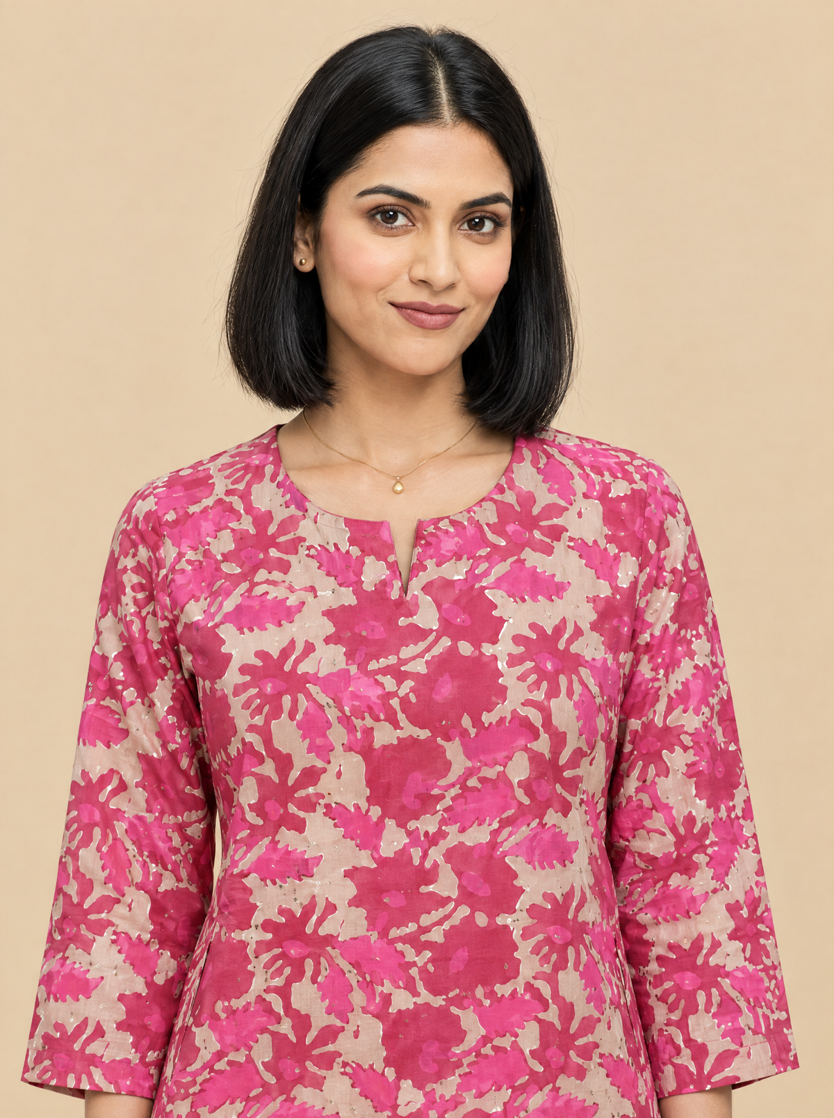 Floral Print Cotton Office Co-ord Set with Straight Pants
